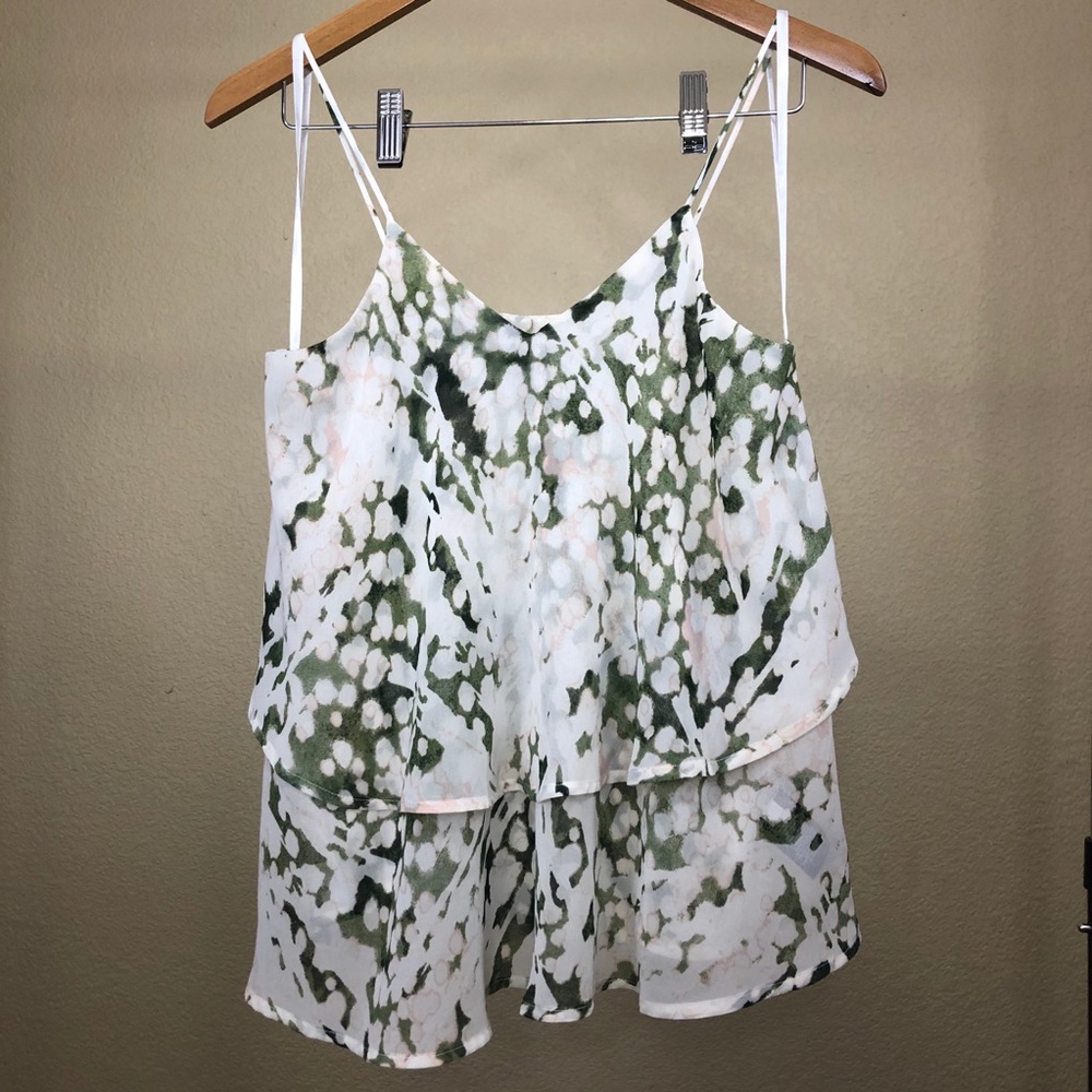 Semi-shear spaghetti strap tiered top